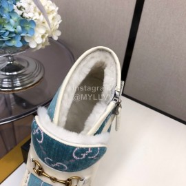 Gucci Autumn Winter Blue New Zipper Side High Top Shoes 