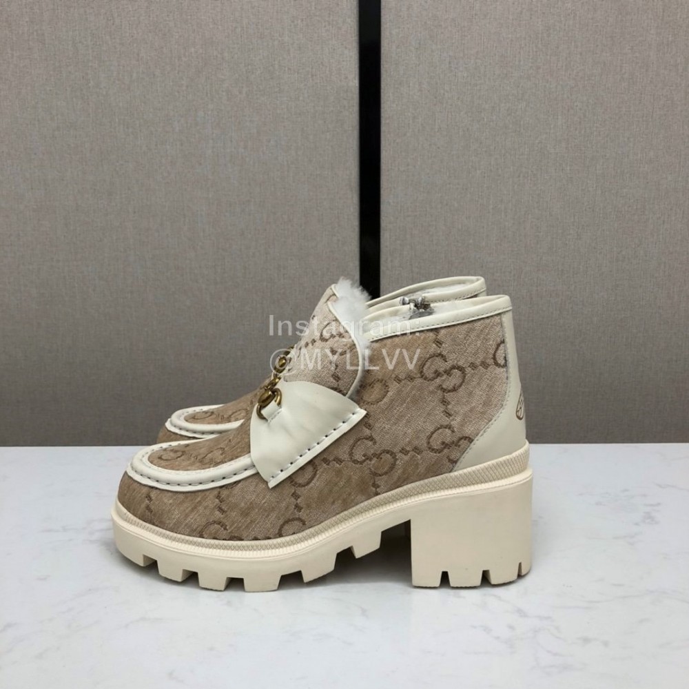 Gucci Autumn Winter Coffee New Zipper Side High Top Shoes 