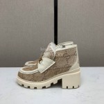 Gucci Autumn Winter Coffee New Zipper Side High Top Shoes 
