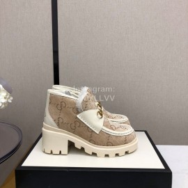 Gucci Autumn Winter Coffee New Zipper Side High Top Shoes 