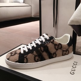 Gucci Classic Soft Sheepskin Casual Shoes For Men And Women Coffee
