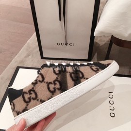 Gucci Classic Soft Sheepskin Casual Shoes For Men And Women Coffee