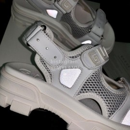 Gucci White Thick Soles Velvet Cowhide Velcro Sandals For Women