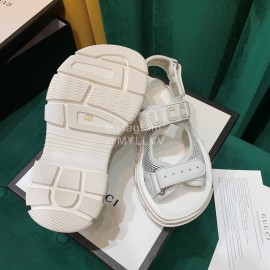 Gucci White Thick Soles Velvet Cowhide Velcro Sandals For Women