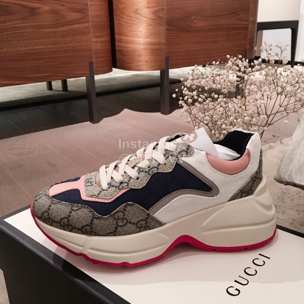Gucci Classic Printed Thick Soles Sneakers For Women Pink