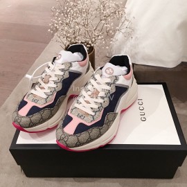 Gucci Classic Printed Thick Soles Sneakers For Women Pink