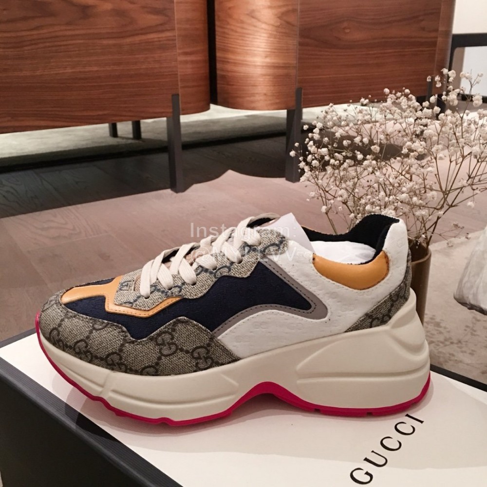 Gucci Classic Printed Thick Soles Sneakers For Women Brown