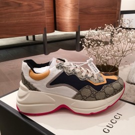 Gucci Classic Printed Thick Soles Sneakers For Women Brown