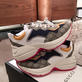 Gucci Classic Printed Thick Soles Sneakers For Women Brown