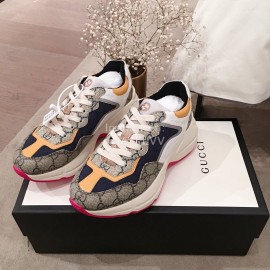 Gucci Classic Printed Thick Soles Sneakers For Women Brown