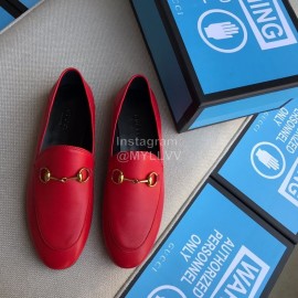 Gucci Classic Sheepskin Copper Horse Buckle Shoes Red