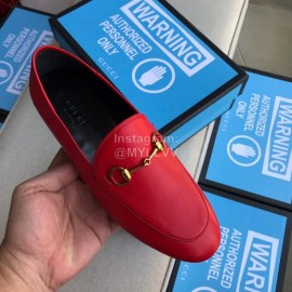 Gucci Classic Sheepskin Copper Horse Buckle Shoes Red