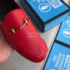 Gucci Classic Sheepskin Copper Horse Buckle Shoes Red