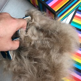 Gucci Winter Cow Leather Velvet Shoes For Women Blue