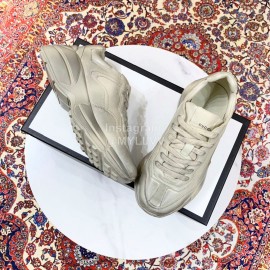 Gucci Calf Leather Thick Soles Sneakers For Men And Women White