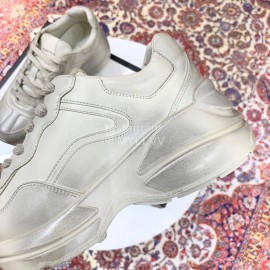 Gucci Calf Leather Thick Soles Sneakers For Men And Women White