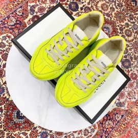 Gucci Calf Leather Thick Soles Sneakers For Men And Women Yellow