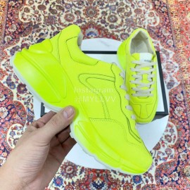 Gucci Calf Leather Thick Soles Sneakers For Men And Women Yellow