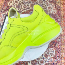 Gucci Calf Leather Thick Soles Sneakers For Men And Women Yellow