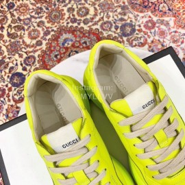 Gucci Calf Leather Thick Soles Sneakers For Men And Women Yellow