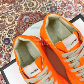 Gucci Calf Leather Thick Soles Sneakers For Men And Women Orange