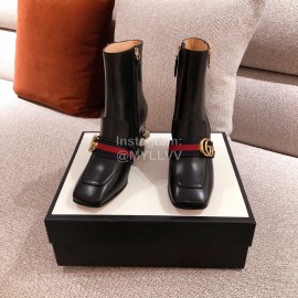 Gucci Autumn Winter New Leather Square Head High Heel Boots