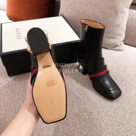 Gucci Autumn Winter New Leather Square Head High Heel Boots