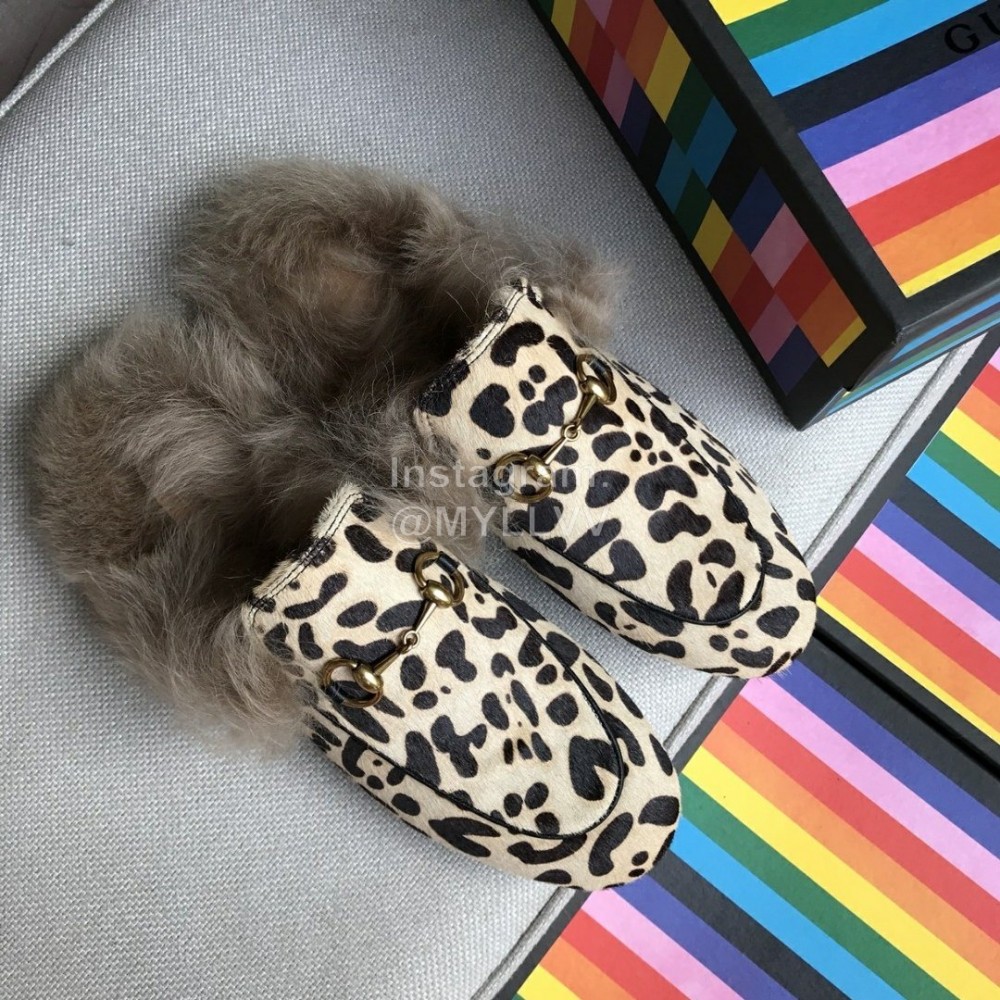 Gucci Winter Leather Lamb Muller Shoes For Women