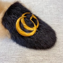 Gucci Winter Soft Mink Slippers For Women Black