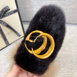 Gucci Winter Soft Mink Slippers For Women Black