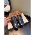 Gucci Classic Black Lambskin Wool Muller Shoes For Women