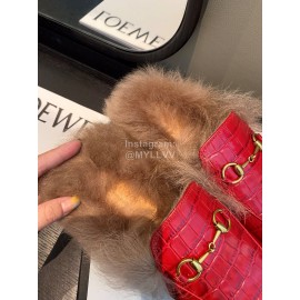 Gucci Classic Lambskin Wool Muller Shoes For Women Red