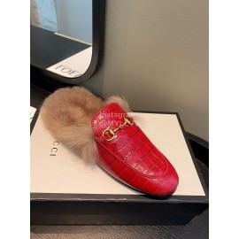 Gucci Classic Lambskin Wool Muller Shoes For Women Red