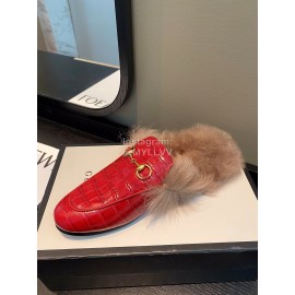 Gucci Classic Lambskin Wool Muller Shoes For Women Red