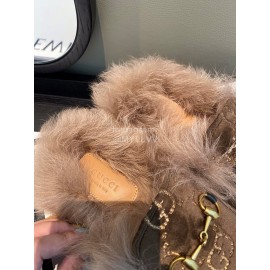 Gucci Classic Brown Velvet Wool Muller Shoes For Women