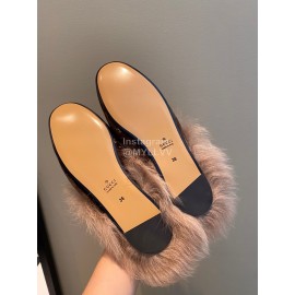 Gucci Classic Brown Velvet Wool Muller Shoes For Women