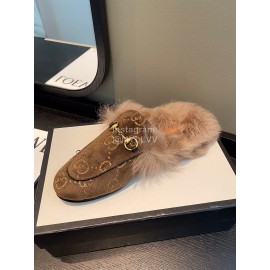 Gucci Classic Brown Velvet Wool Muller Shoes For Women