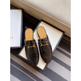 Gucci Fashion Black Leather Sandals For Women