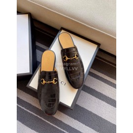 Gucci Fashion Black Leather Sandals For Women