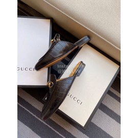 Gucci Fashion Black Leather Sandals For Women