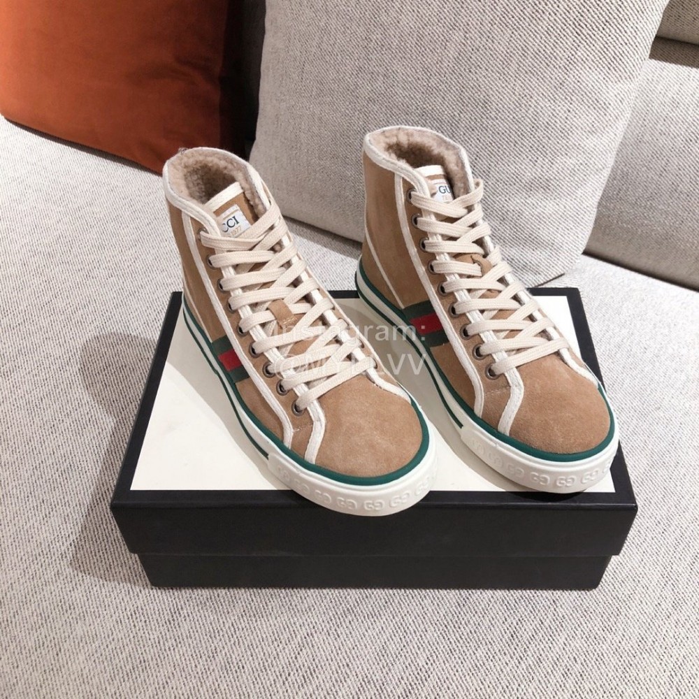 Gucci Autumn Winter New High Top Casual Shoes Brown