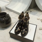 Gucci Black Cowhide Embroidered Boots For Women