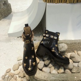 Gucci Black Cowhide Embroidered Boots For Women