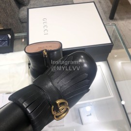 Gucci Autumn Winter Classic Thick Heel Tassel Boots Black