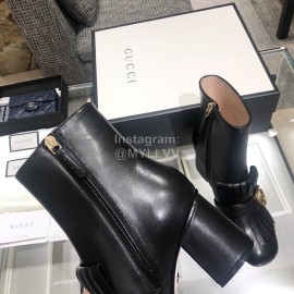 Gucci Autumn Winter Classic Thick Heel Tassel Boots Black