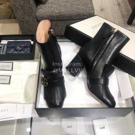 Gucci Autumn Winter Classic Thick Heel Tassel Boots Black