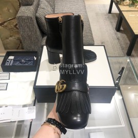 Gucci Autumn Winter Classic Thick Heel Tassel Boots Black