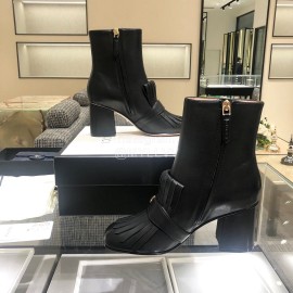 Gucci Autumn Winter Classic Thick Heel Tassel Boots Black