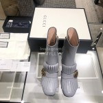 Gucci Autumn Winter Classic Thick Heel Tassel Boots Gray