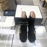 Gucci Autumn Winter Classic Black Thick Heel Tassel Boots